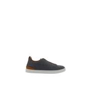 Wollen Triple Stitch Slip-On Sneakers Ermenegildo Zegna , Gray , Heren