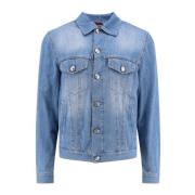 Denim jack met klassieke kraag Brunello Cucinelli , Blue , Heren