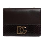 Bruin Leren Bifold Kaarthouder met Band Dolce & Gabbana , Brown , Dame...