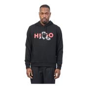 Dierenprint Hoodie Sweater Hugo Boss , Black , Heren