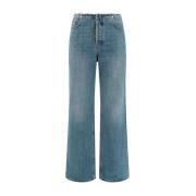 Straight five-pocket jeans met gerafelde tailleband Haikure , Blue , D...