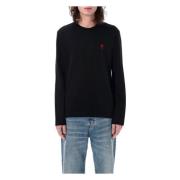 Rode lange mouwen T-shirt Ami Paris , Black , Heren