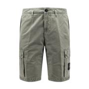 Katoenen Bermuda Shorts met Logopatch Stone Island , Green , Heren