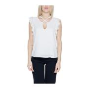 Witte Keyhole Blouse Korte Mouwen Rinascimento , White , Dames