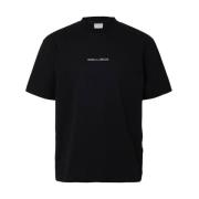 Relaxte Licentie Korte Mouw Tee Selected Homme , Black , Heren