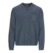 Lange mouw katoenmix Henley shirt Camel Active , Blue , Heren