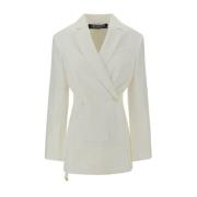 Moderne Blazerjas met Off-Center Sluiting Jacquemus , White , Dames