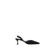 Suede-Effect Almond Toe Slingback Pumps Manolo Blahnik , Black , Dames