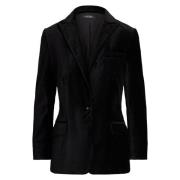 Zwarte Lauren Stretch Velvet Blazer Ralph Lauren , Black , Dames