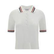 Iconische Gestreepte Poloshirt Thom Browne , White , Dames