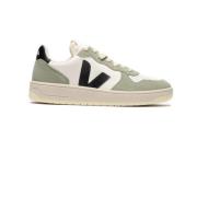 Witte sneakers met lichtgroen suède Veja , Multicolor , Heren