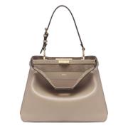 Zwarte Schoudertas van Kalfsleer met Twist Lock Fendi , Gray , Dames