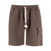 Linnen Trekkoord Bermuda Shorts MC2 Saint Barth , Brown , Heren