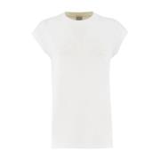 Crew-neck Katoenen T-shirt met Lover Print Pinko , White , Dames