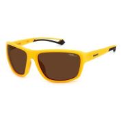 Gele Polycarbonaat Zonnebril Hoge Contrast Polaroid , Yellow , Unisex