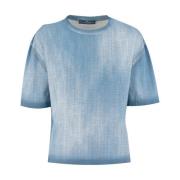 Vintage Denim Wash T-shirt Ermanno Scervino , Blue , Dames