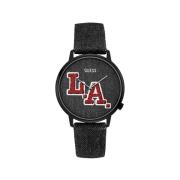 Zwarte Textiel Quartz Analoog Horloge Guess , Black , Heren