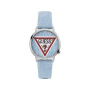 Blauwe Textielhorloge Quartz Analoog Roestvrij Staal Guess , Blue , Da...