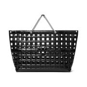 Ella Croc Embossed Market Tote Tory Burch , Black , Dames