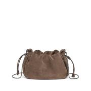 Taupe Bruine Trekkoord Schoudertas Brunello Cucinelli , Brown , Dames