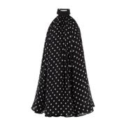 Polka Dot Halternek Peplum Jurk Nina Ricci , Black , Dames