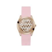 Roze Siliconen Quartz Analoog Horloge Guess , Pink , Dames