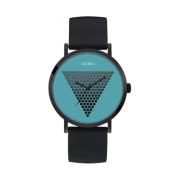 Zwarte Rubber Quartz Analoog Horloge Guess , Black , Heren