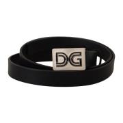 Elegante zwarte leren riem met zilveren gesp Dolce & Gabbana , Black ,...