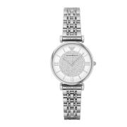 Zilver Stalen Quartz Analoog Horloge Armani , Gray , Dames