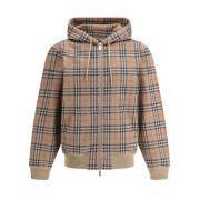 Geruite Katoenen Hoodie met Verstelbare Capuchon Burberry , Brown , He...