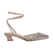 Slingback met vierkante neus en strass-applicaties Lola Cruz , Beige ,...