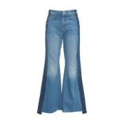 Blauwe Flared High-Waisted Jeans Mother , Blue , Dames