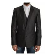 Grijze SlimFit Blazer Gestructureerd Weefsel Dolce & Gabbana , Gray , ...