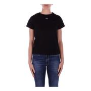 Logo Jersey T-shirt Slim Fit Pinko , Black , Dames