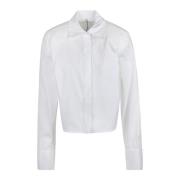 Crop Poplin Shirt met Gewatteerde Bandjes Liviana Conti , White , Dame...