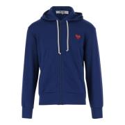 Nylon Hoodie met Logo Patch Blauw Comme des Garçons , Blue , Heren