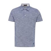 Blauwe Melange Polo Korte Mouw Katoen Corneliani , Blue , Heren