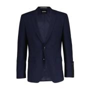 Slim Fit Wollen Jas met Zakken Hugo Boss , Blue , Heren