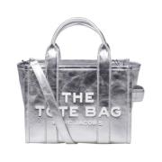 Metallic Silver Kleine Tote Tas Marc Jacobs , Gray , Dames