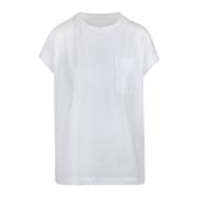 Katoenen T-shirt met Geribbelde Kraag Liviana Conti , White , Dames