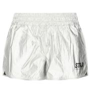 Zilver Metallic Shorts Met Gekromde Zoom Golden Goose , Gray , Heren