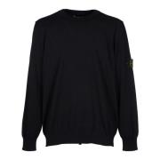 Zwarte Gebreide Crewneck Sweater Stone Island , Black , Heren