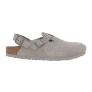 Grijze Suède Hak Slingback Sandaal Birkenstock , Gray , Heren