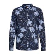 Overhemd met bloemenpatroon PS By Paul Smith , Blue , Heren