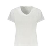 Wit Katoenen Tee met V-Hals Guess , White , Dames