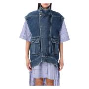 Mouwloze hoge hals denim jas JW Anderson , Blue , Dames