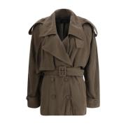 Korte trenchcoat met brede revers Andamane , Gray , Dames