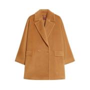 Luxe wollen jas met oversized silhouet Max Mara Studio , Beige , Dames