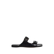 Bruin leren slippers Salvatore Ferragamo , Black , Dames