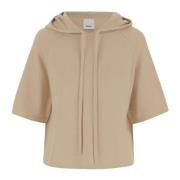 Beige Katoenmix Gebreide Hoodie Allude , Beige , Dames